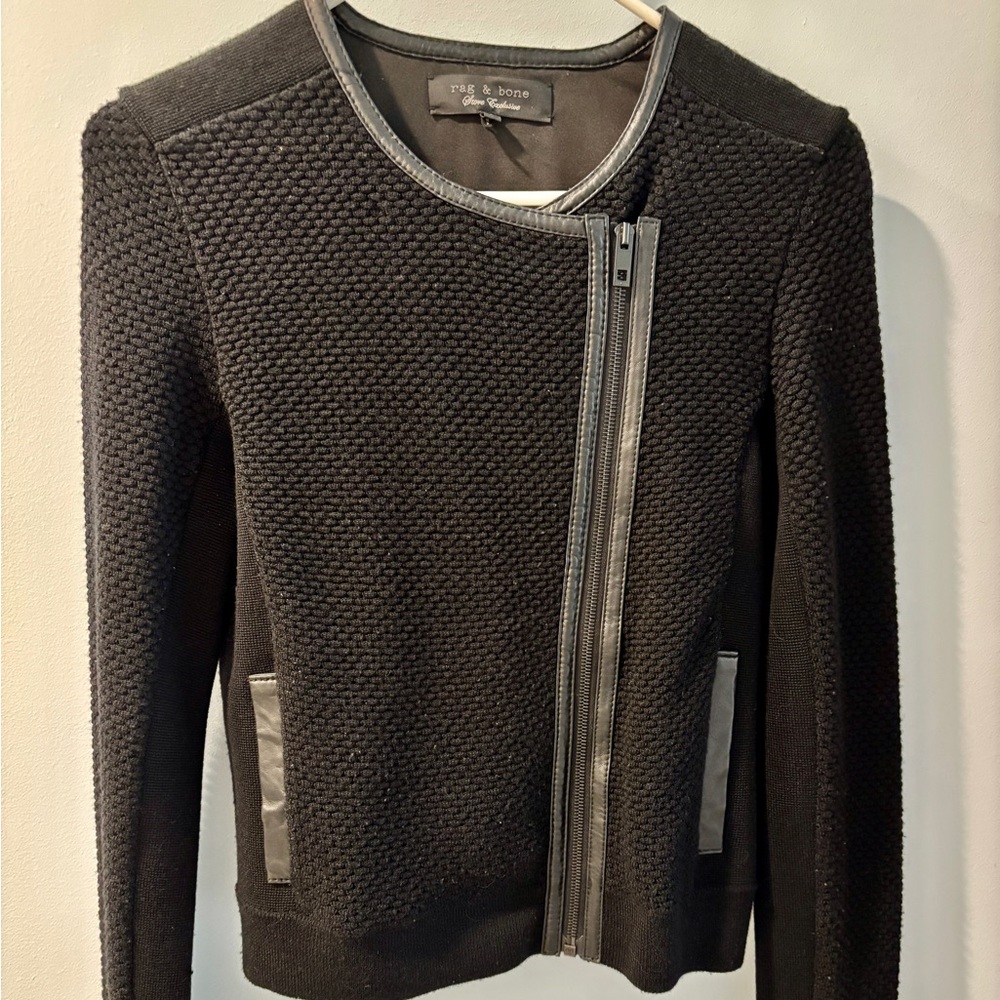 rag & bone Black wool sweater jacket
